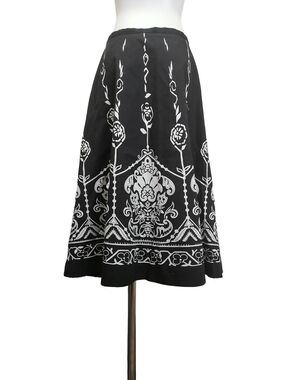 🐨 Black & White 100% Cotton Floral A-Line Midi Skirt